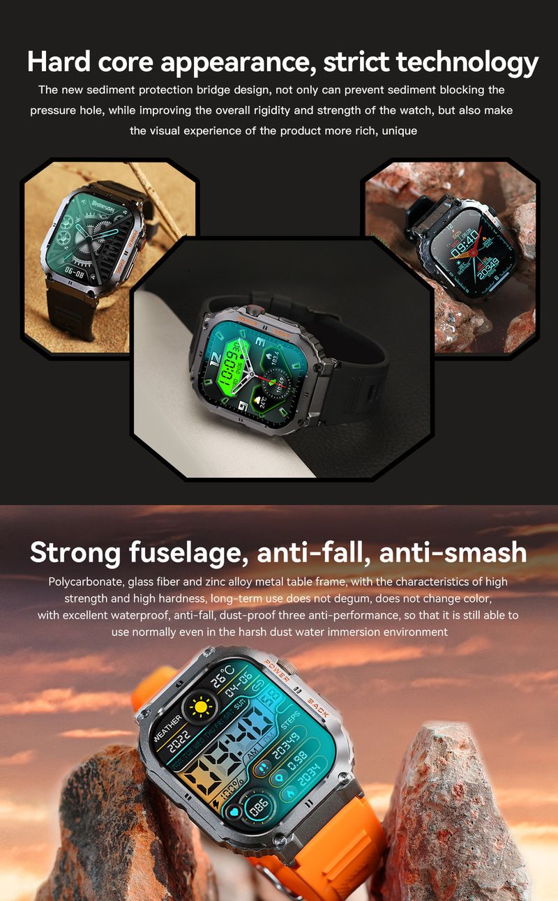 K57PRO Smart Watch With Bluetooth Calling, Health Monitoring (Blood Pressure/Oxygen), IP68 Waterproof, 1.4" HD Touch Screen_voghion.com
