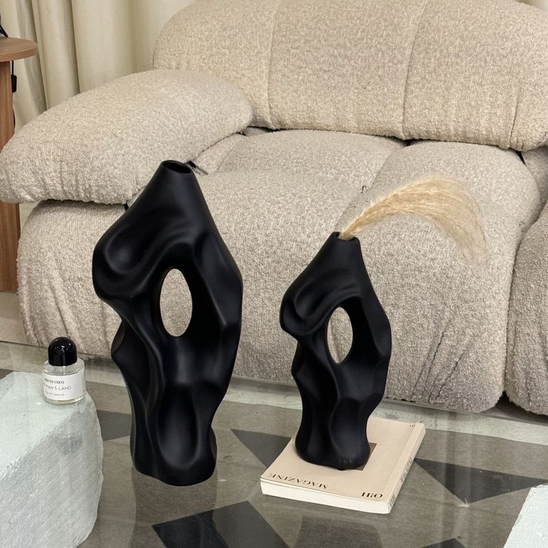 Vintage Floor Ornament Design Sense High-end New Chinese Style Niche Home Simple Ceramic Dried Flower Arrangement Vase_voghion.com