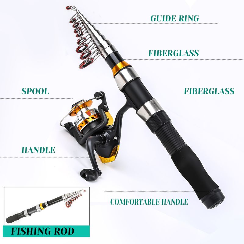 Attrezzatura da pesca in fibra di vetro con esca, set completo da pesca, canna da pesca_voghion.com
