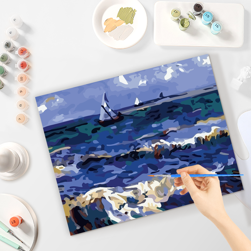 RUOPOTY Abstract Painting By Numbers Hand Painting Decorative Paintings Sea Sailboat Painting Numbers Home Decor Wall Art Gift_voghion.com