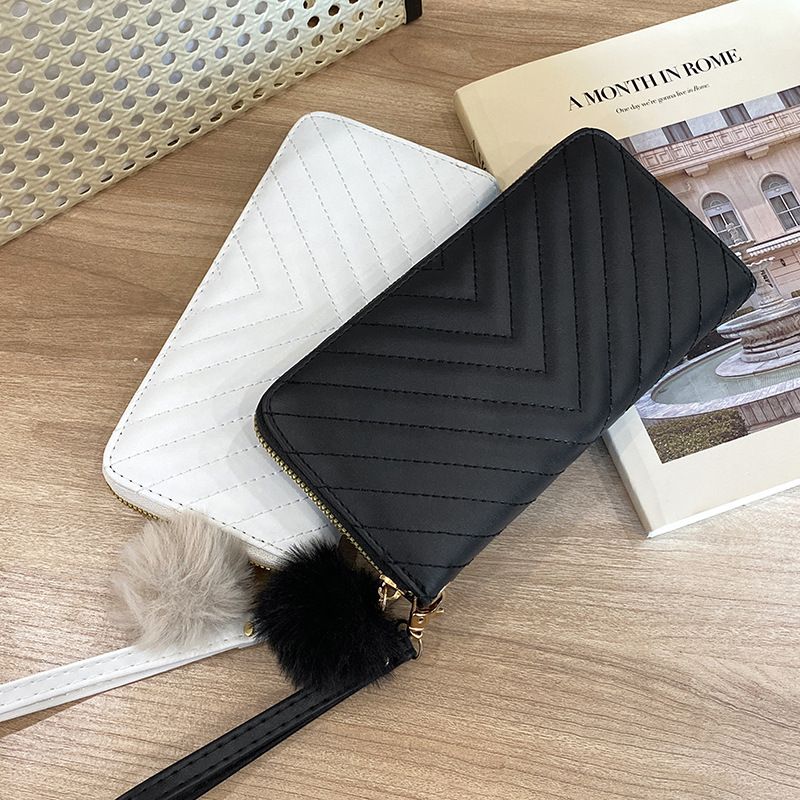 Portafoglio lungo da donna - Portafoglio sottile con design ondulato e grande capacità, portafoglio alla moda minimalista_voghion.com