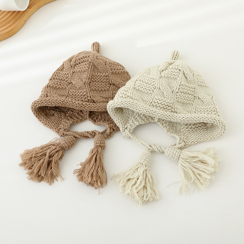Meederchersmützen, waarm a verdickt am Hierscht a Wanter, léif Quasten, gestrickte Wollmützen, Kannerohrschutz, winddicht, Häremoud_voghion.com