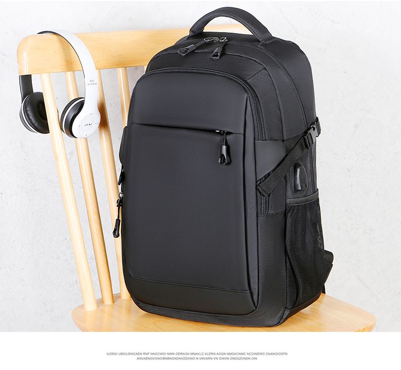 2024 new men's backpack, black backpack for men, student business travel laptop bag, wear-resistant and waterproof, large capacity backpack_voghion.com