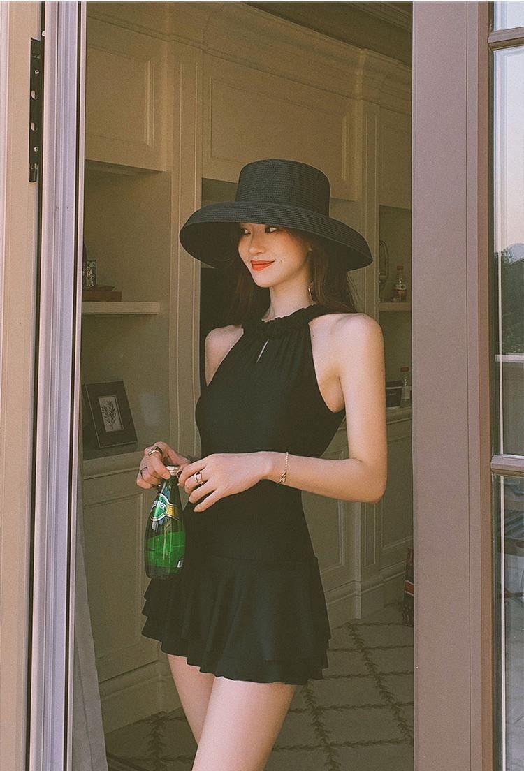 Maillot de bain une pièce pour femme, style conservateur, sexy, dos nu, tendance, pour célébrités d'Internet, effet gainant_voghion.com