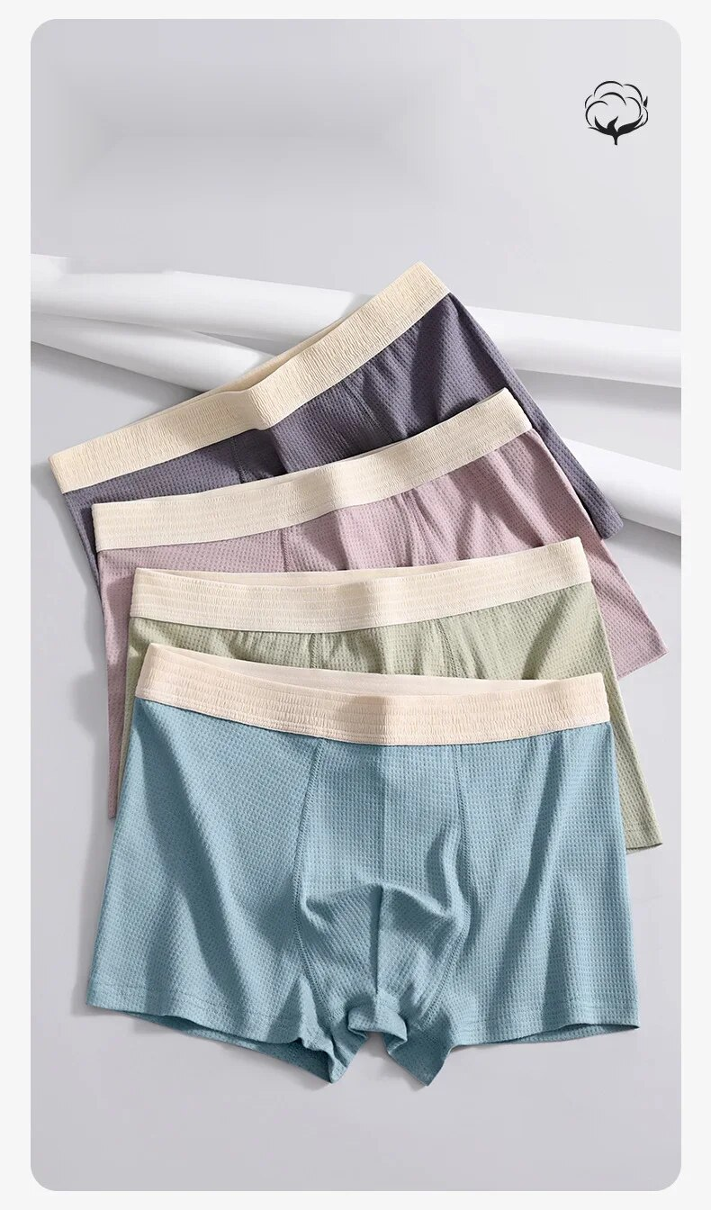 New2024 high-end Men's pure cotton underwear minimalist men's four corner pants with breathable and loose fitting _voghion.com