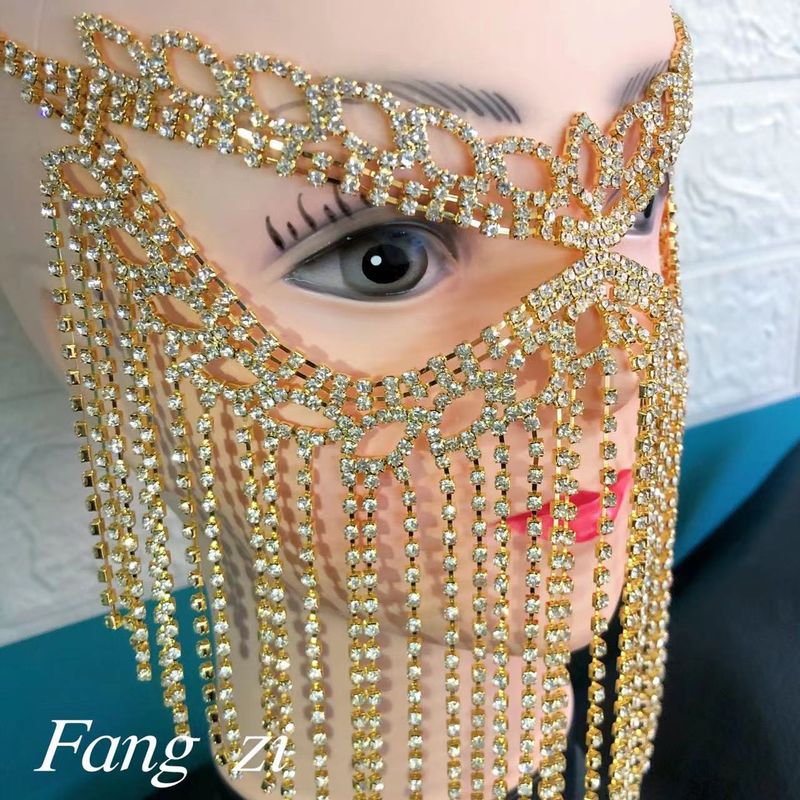 Avansert luksus rhinestone lang dusk maske mote maskerade zirkon maske ansikts smykker_voghion.com