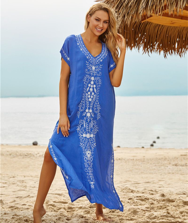 popolare copricostume da spiaggia ricamato in rayon da donna, stile abito ricamato, camicia di protezione solare per bikini al mare, 20 colori_voghion.com