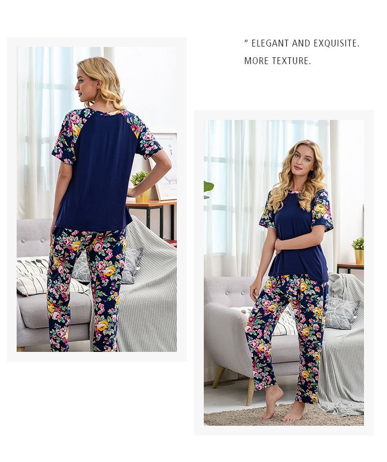 Pigiama da donna in cotone lavorato a maglia, tinta unita, stampato, taglie forti, multi-taglie_voghion.com