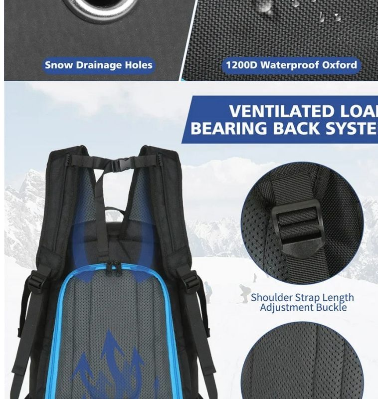 Lightweight Large Capacity Multifunctional Backpack Mountaineering Sports Waterproof Dry And Wet Separation Snowboard_voghion.com
