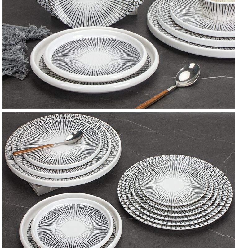 European Style Porcelain Melamine Tableware Round Commercial Western Steak Salad Straw Hat Buffet Plate_voghion.com