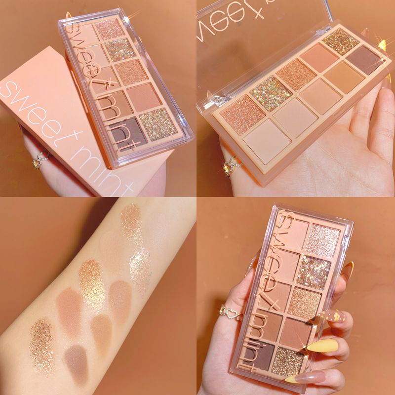 Make Up Sweet Mint Ten Color Eye Shadow Plate Pearlescent Matte Fine Flash Daily Affordable Cement Big Site Eye Shadow_voghion.com