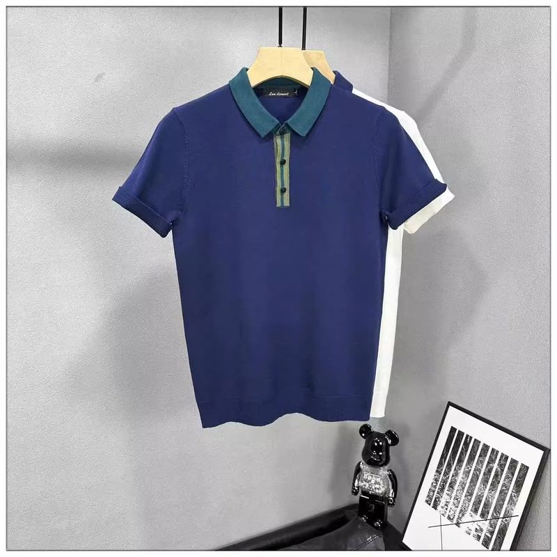Herrenbekleidung Modische und elegante Herrenbekleidung, farblich passende Strick-T-Shirts mit kurzen Ärmeln und Kragen, Herrenoberteile, Poloshirts für junge Männer_voghion.com