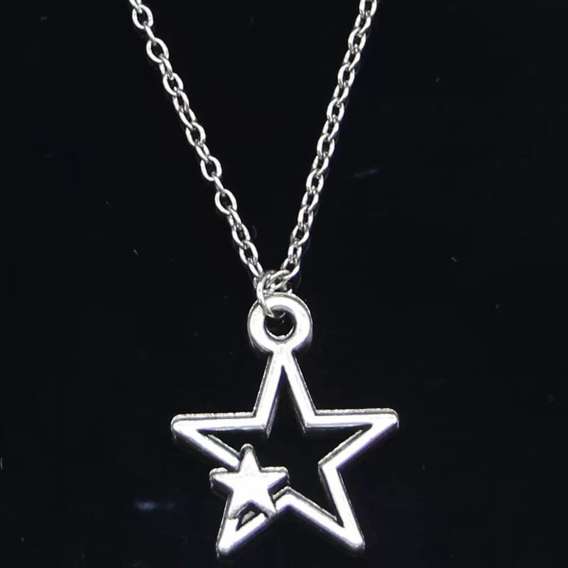 Five pointed shaped jewelry, personalized and fashionable alloy star pendant, black rope necklace_voghion.com