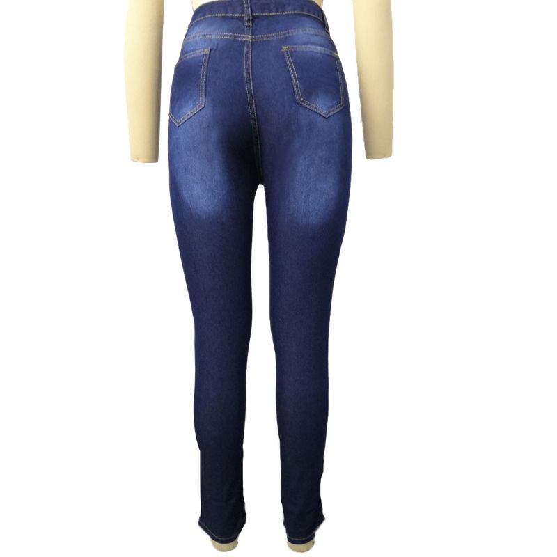 Plus Size Women's Fashion High Stretch Denim Small Leg Pants Women_voghion.com