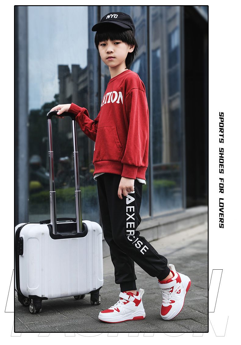 Neue Kinderschuhe High Top Kinderschuhe mit weicher Sohle Sportschuhe Herbst Klettlaufschuhe Kinder-Basketballschuhe Cross Border_voghion.com