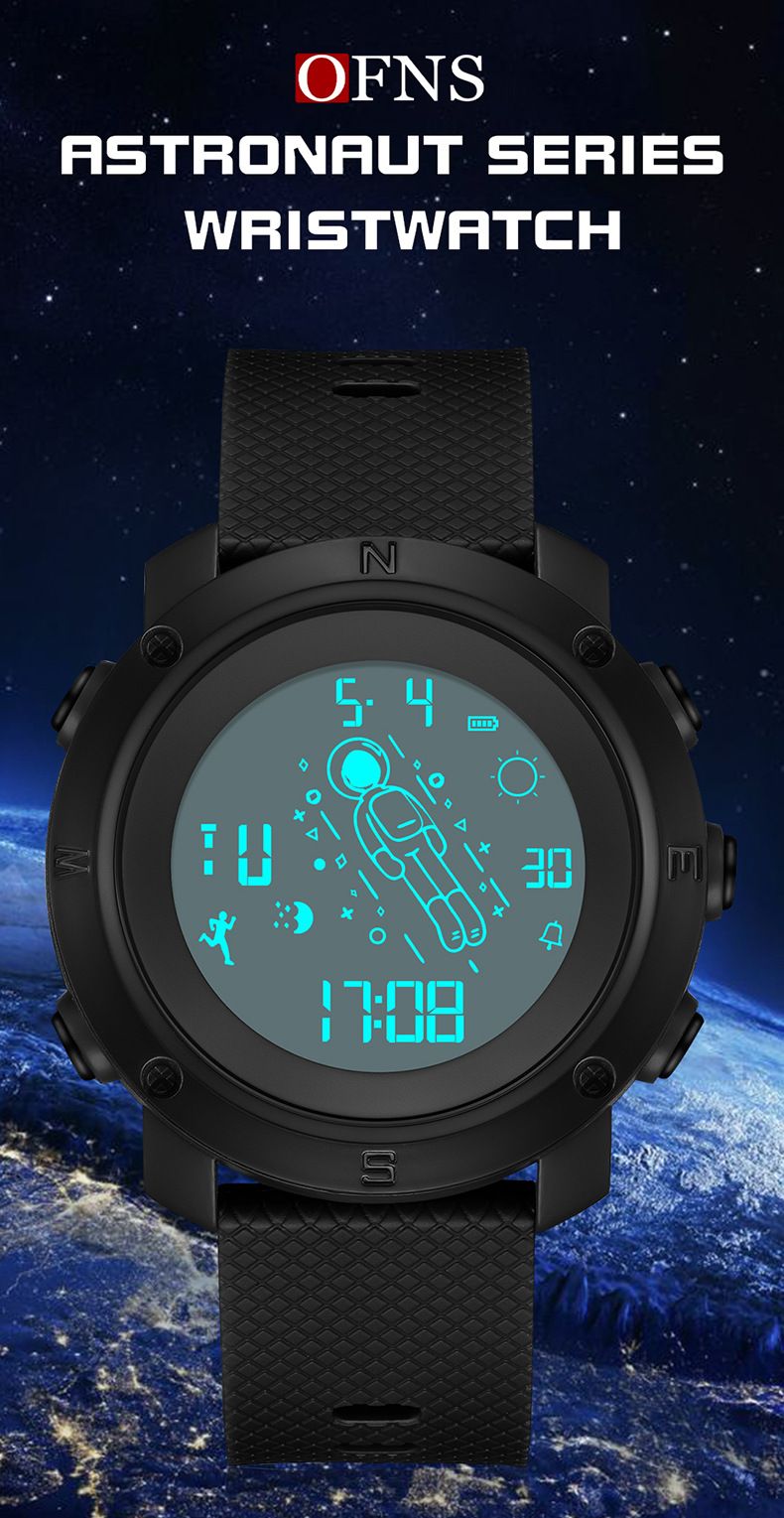 Orologio sportivo digitale a tema astronauta con retroilluminazione, impermeabile, sveglia e cronometro: elegante e funzionale per studenti_voghion.com