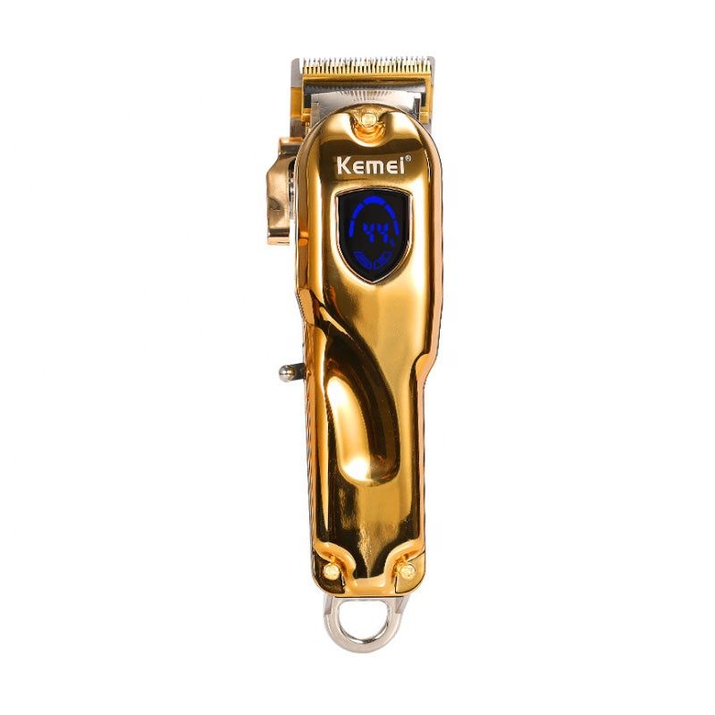 Kemei KM-2010 High Quality gold and sier With LCD Electric Fast Charging Clipper Metal Shell Hair Trimmer_voghion.com