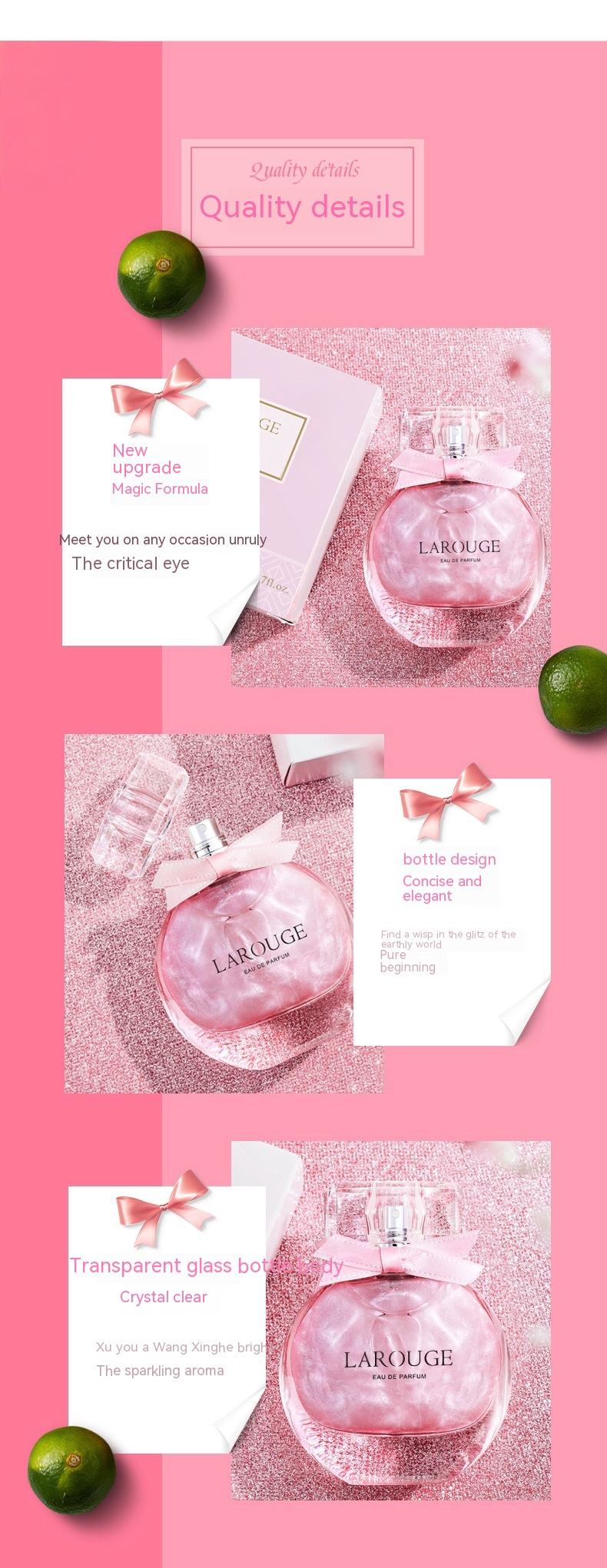 Nuovo profumo caldo, Piccola fragranza, Liusha, Fragranza a lunga durata, Fragranza leggera, Fiore elegante, Profumo di fiori e frutta da donna elegante_voghion.com