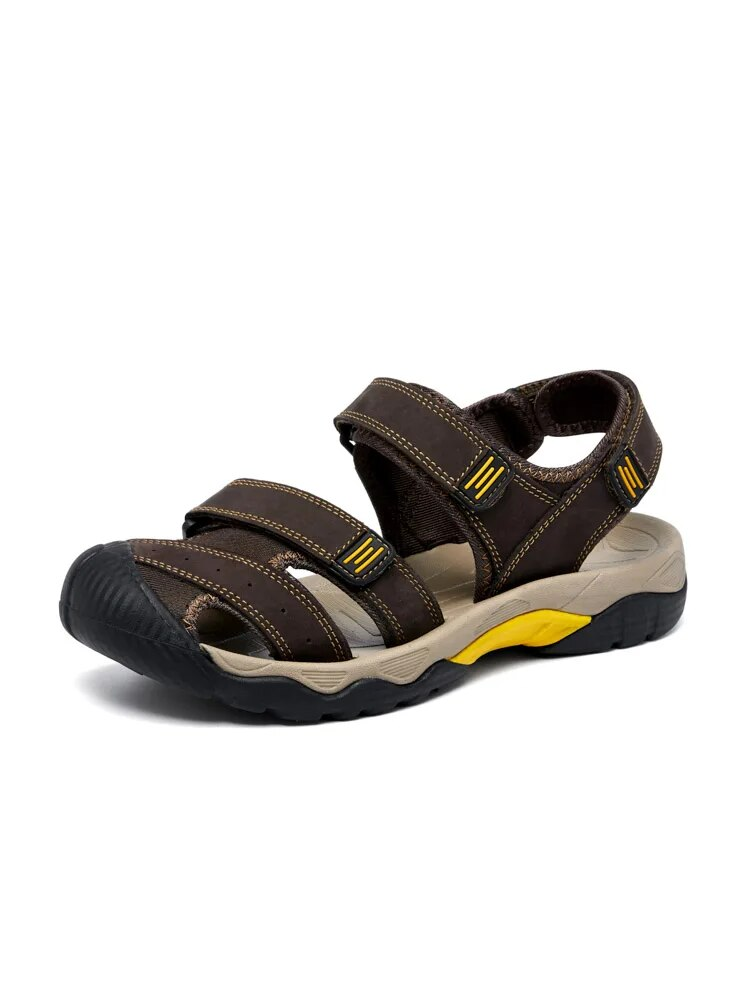 Summer New Genuine Leather Large Size 38-48 Fashion Slippers Men's Sandals Outdoor Beach Shoes_voghion.com