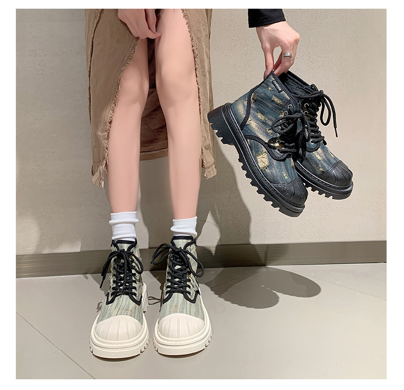 Shell Head Beggar Hole High Top Canvas Shoes Women S Autumn New Ins Trend Niche Thick Soled Martin Boots_voghion.com