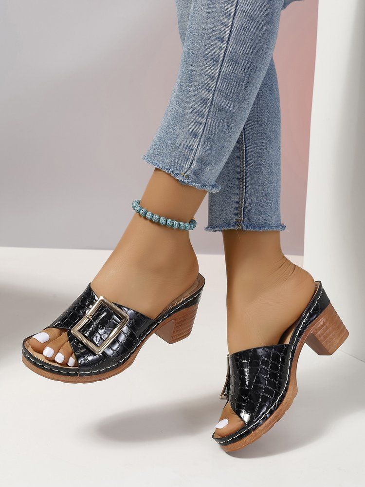 Sandalias Muller de tacón alto con tiras metálicas para mujer, primavera de 2025, talla grande_voghion.com