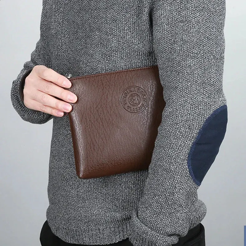 Portafoglio da polso - Borsa a mano da uomo grande in stile business, morbida pelle PU, elegante e raffinata, borsa regalo per il tempo libero_voghion.com