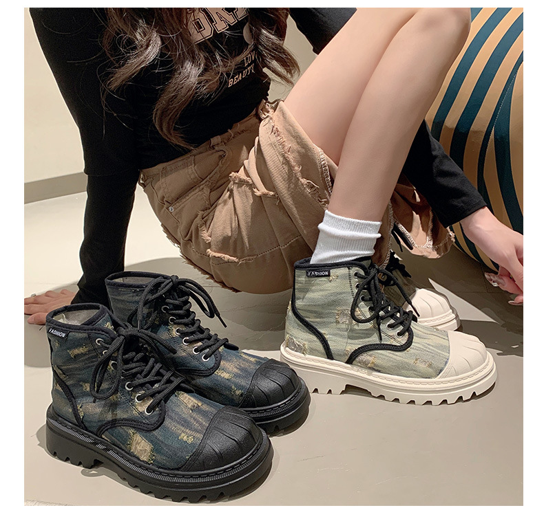 Shell Head Beggar Hole High Top Canvas Shoes Women S Autumn New Ins Trend Niche Thick Soled Martin Boots_voghion.com