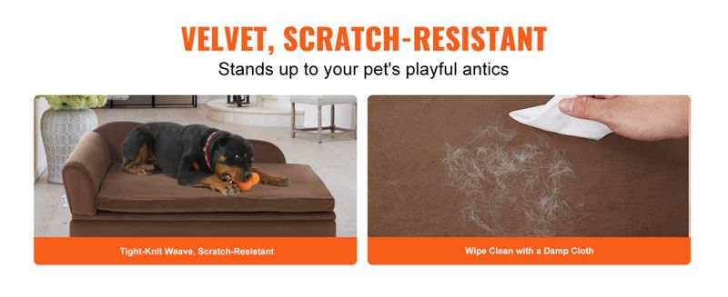 VEVOR Pet Sofa, Dog Couch for Large-Sized Dogs and Cats, Soft Velvety Dog Sofa Bed, 110 lbs Loading Cat Sofa, Dark Brown_voghion.com