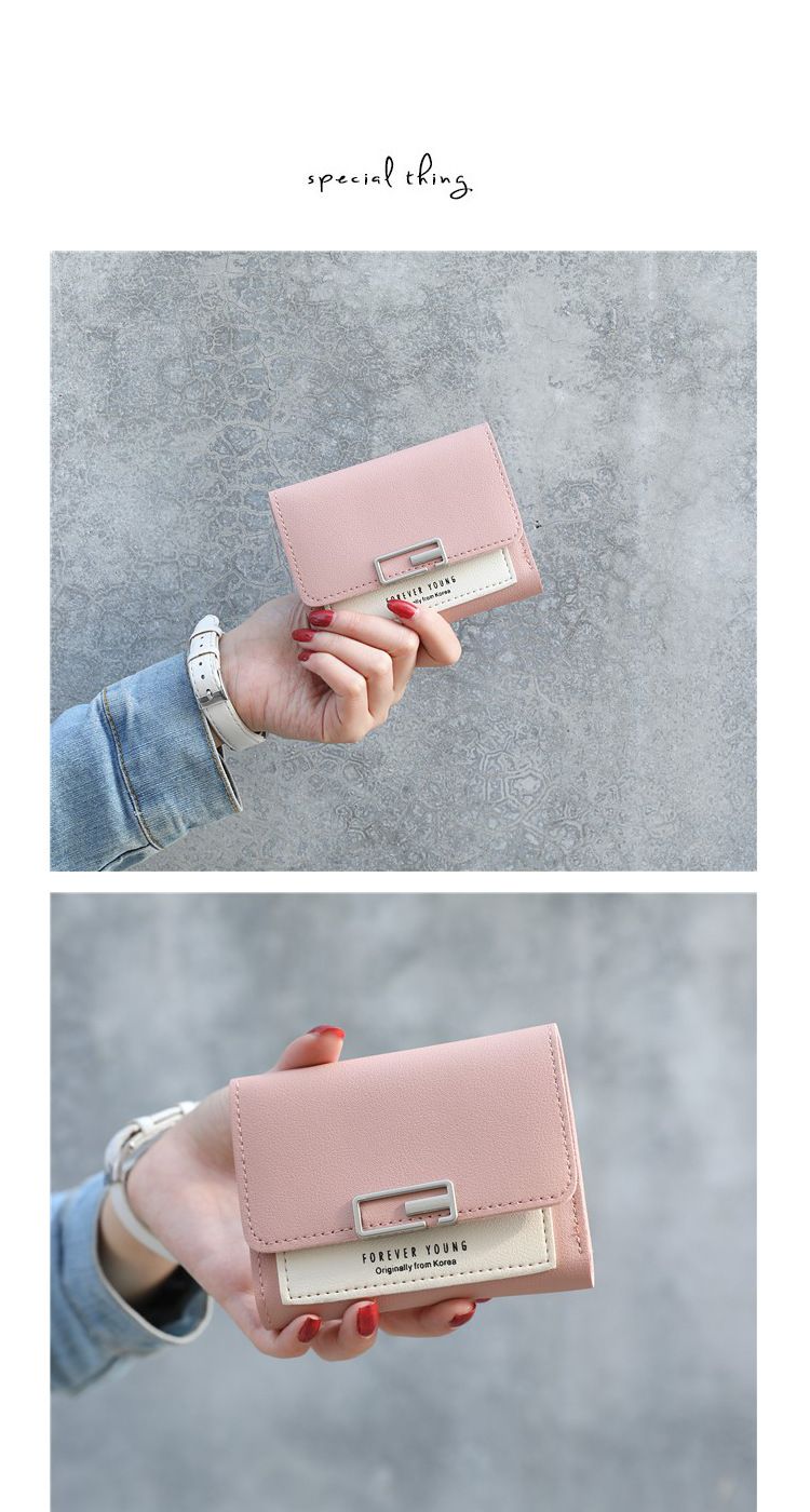 Contrast Color Versatile Small Fresh Wallet Women's Short Buckle Fashion Mini Coin Purse_voghion.com