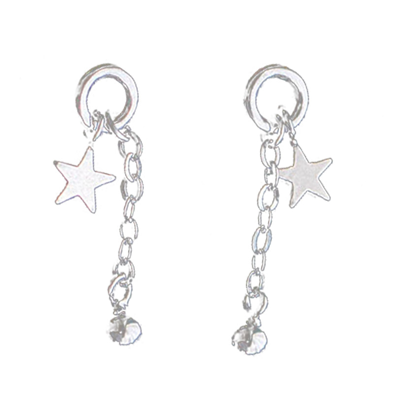 Sier Sterling VENUS Piccola stella con sfera Simpatici orecchini pendenti con stella a cinque punte per gioielli alla moda da donna_voghion.com