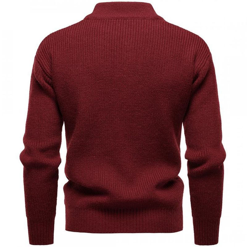 Herren-Strickpullover mit Henley-Ausschnitt, lässiger Langarmpullover, vielseitiges Thermo-Oberteil mit Fledermausärmeln und schmaler Passform für Herbst und Winter_voghion.com