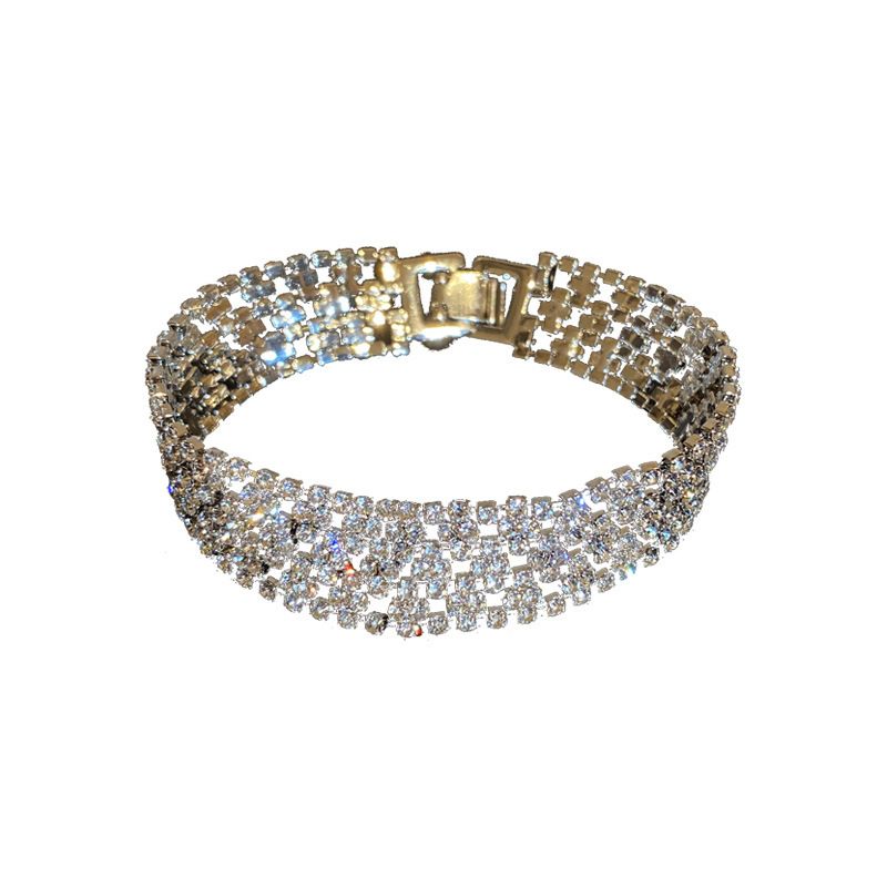 Bracciale hip-hop alla moda, con diamanti abbaglianti per donna, design esagerato e ampio, stile trendy_voghion.com