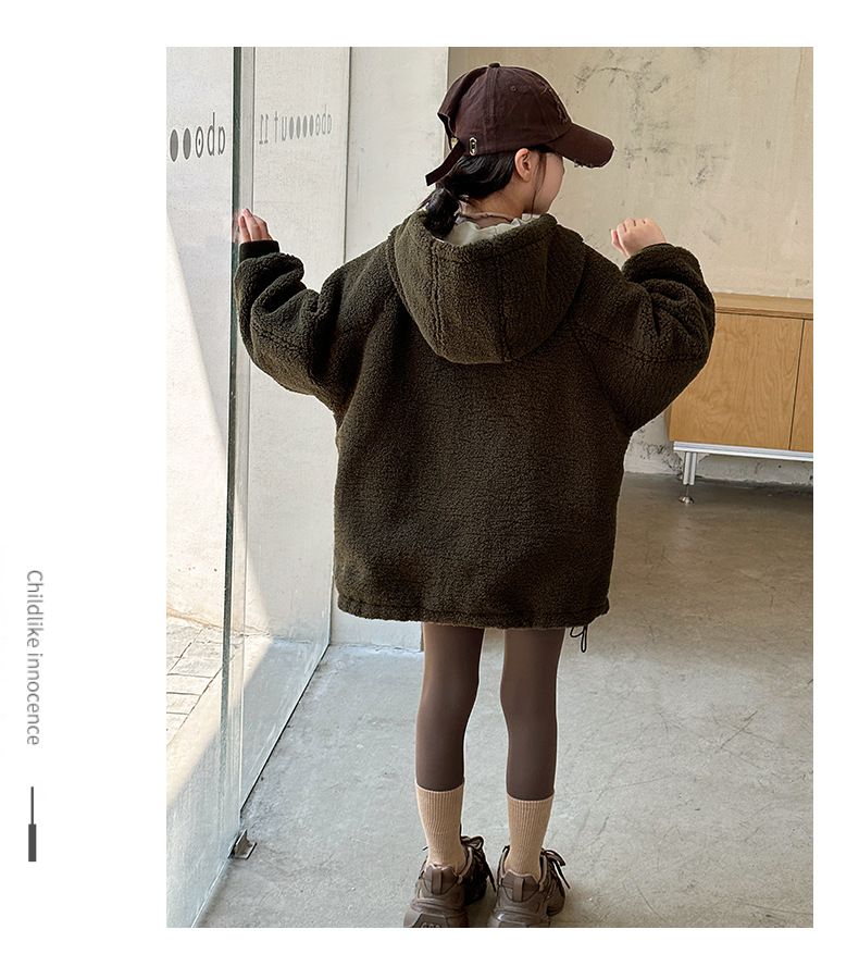 Reversible Kids Fleece Jacket – Korean-Style Windproof Outerwear For Boys & Girls (120-170cm, 3000mm Waterproof, Dual-Layer Warmth)_voghion.com