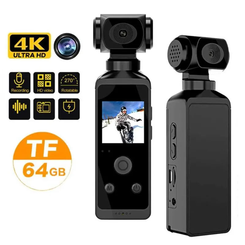 Cámara deportiva de bolsillo impermeable con Wifi Action 4K 1080P, pantalla LCD de 1,3 pulgadas, rotación de 270 grados, M241104_voghion.com