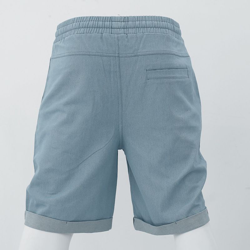 Herren Neue gewaschene einfache Shorts Casual Sports Loose Cotton Denim Fünf-Minuten-Hosen_voghion.com
