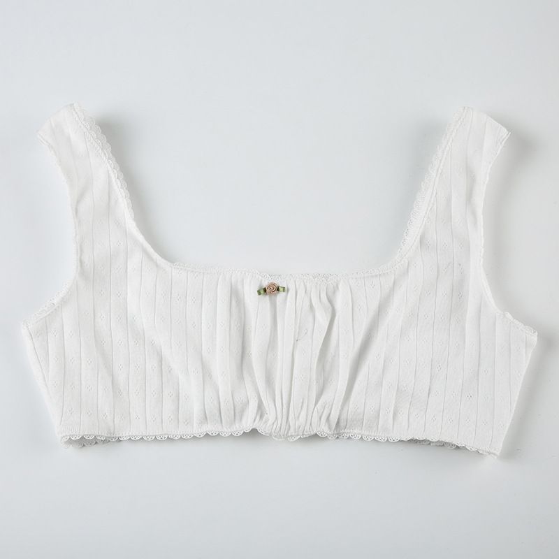 Sexy Pure Desire Style Jacquard Knitted Pit Strip Casual Set Women's Lace Splicing Low U Neck Tank Top+Shorts_voghion.com