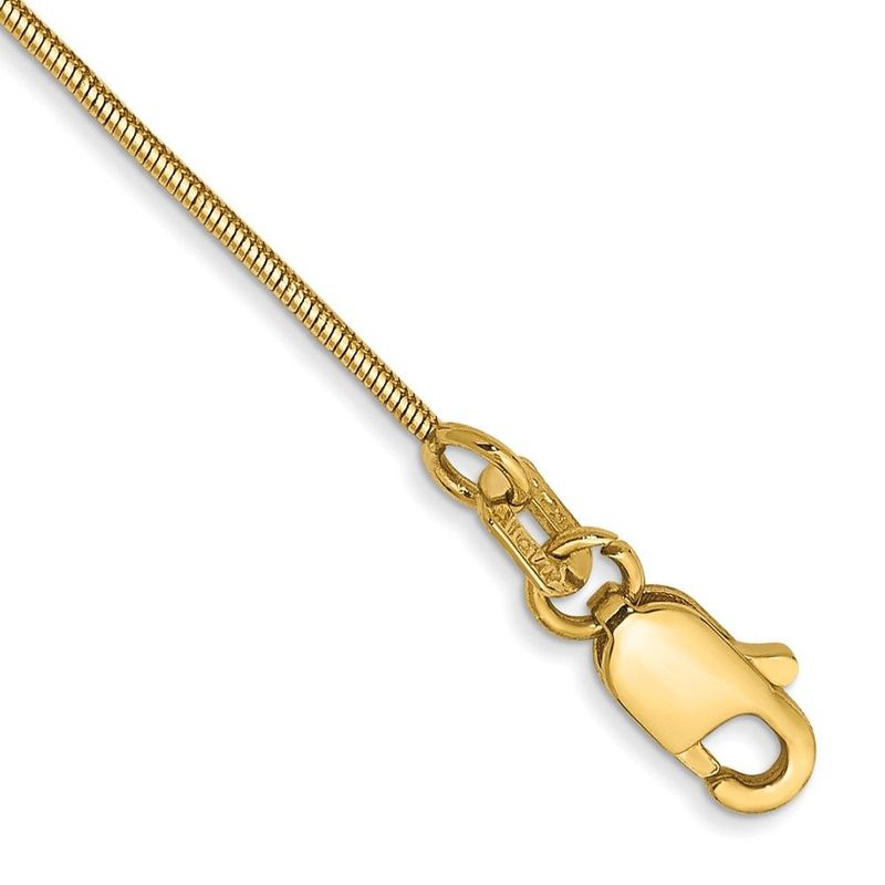 14K 9 Inch .8mm Round Snake With Lobster Clasp Anklet_voghion.com