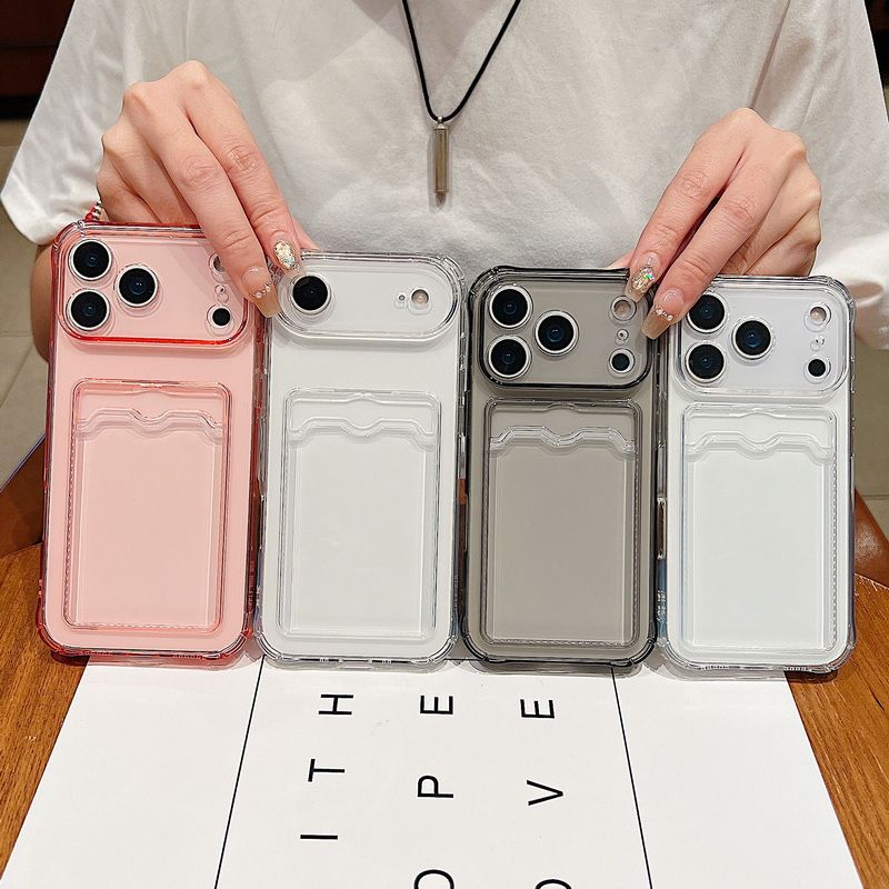 Etui na telefon z kieszenią na kartę do iPhone'a 17 Air 16 15 14 13 12 11 Pro Max Plus 16e, odporne na wstrząsy, przezroczyste, silikonowe, miękkie etui z TPU_voghion.com