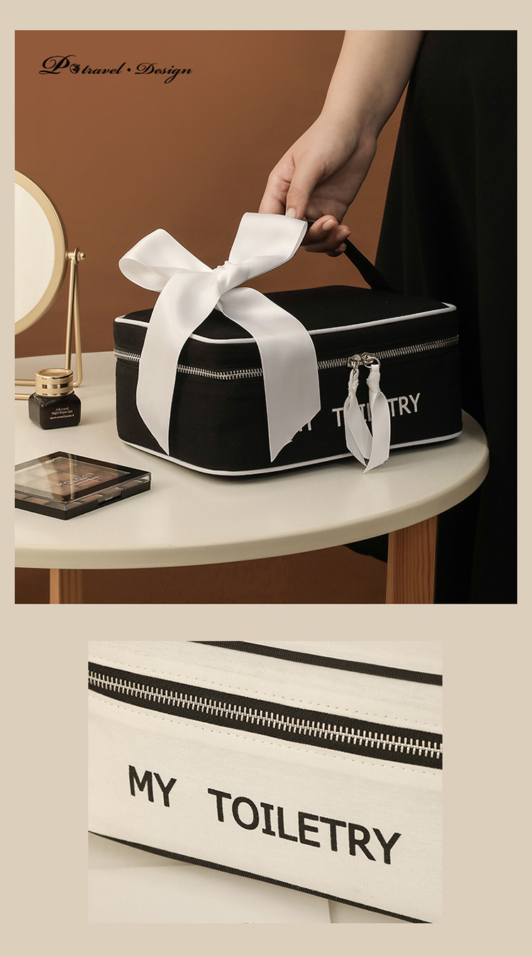 P.TRAVEL Travel New Large-capacity Makeup Storage Bag Pure Cotton Canvas waterproof light luxury girl simple_voghion.com
