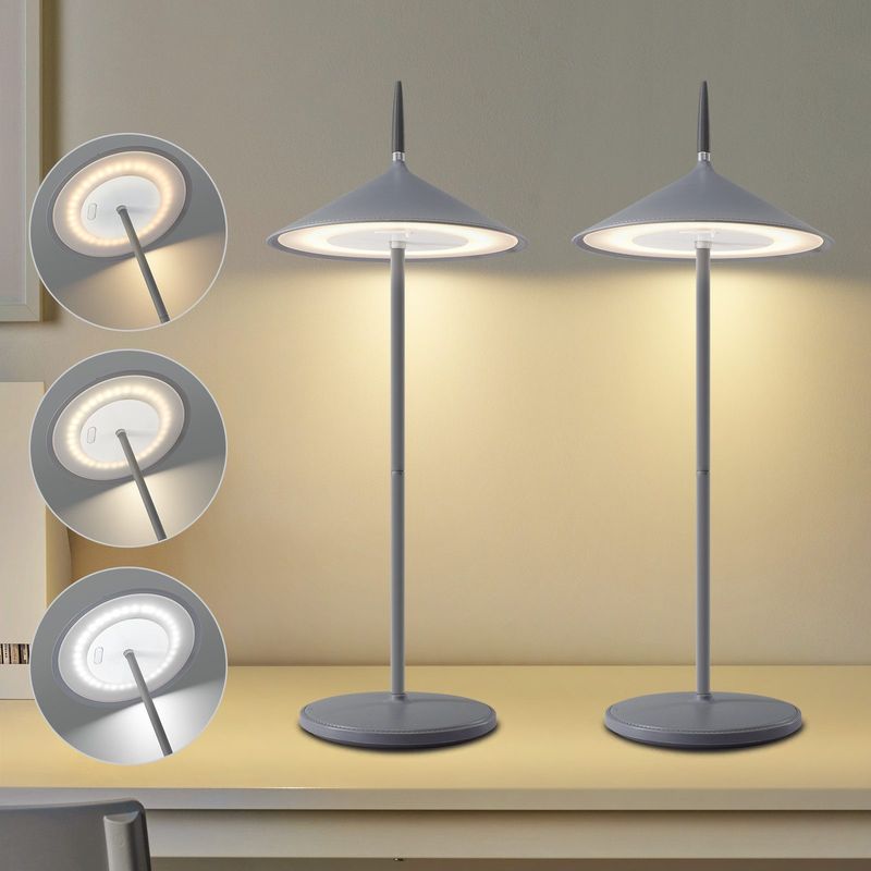 Glitzerlife Tischlampe Kabellos 2er Nachttischlampe Schwarz - Modern Led Tischleuchte 1800mhA Aufladbar Touch Dimmbar Aussentischleuchte IP44 Wasserdichte USB_voghion.com