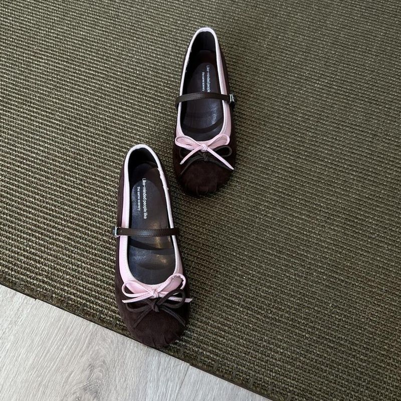 Versione in pelle di pecora ~ Scarpe Mary Jane con cinturino singolo, punta tonda, stile fata, fiocco, per donna, 2025_voghion.com