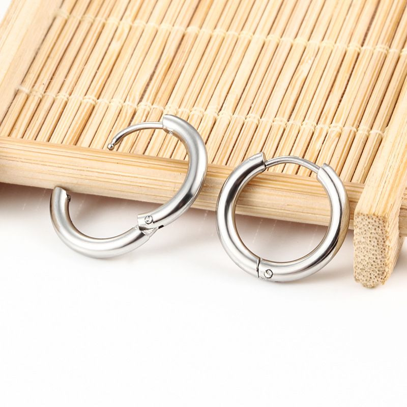 Orecchini a clip in acciaio al titanio con linea rotonda, semplici e inossidabili, unisex, accessori per le orecchie fai da te_voghion.com