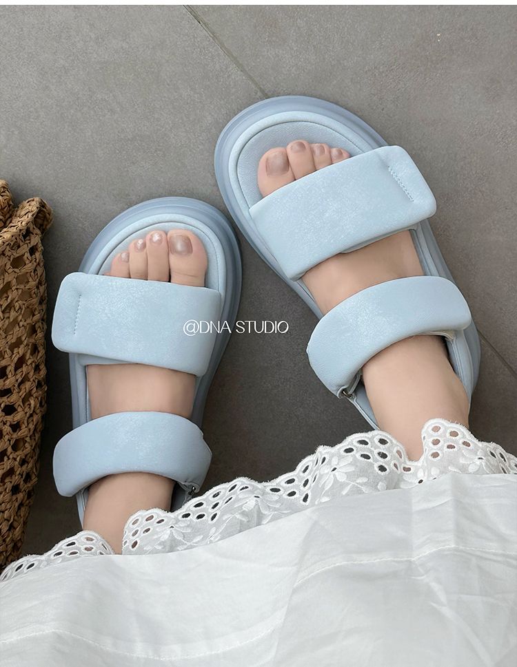 Dicke Sohle Klettverschluss Sandalen für Frauen 2025 Neue Sommer Outdoor Strand Schuhe Slip-On Casual Slides_voghion.com