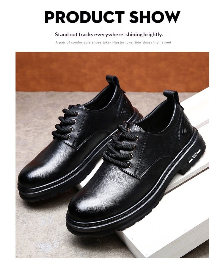 Voyage Spring Derby da uomo, stivali bassi Martin, stile britannico, punta arrotondata, scarpe da lavoro nere con suola spessa, casual in pelle_voghion.com