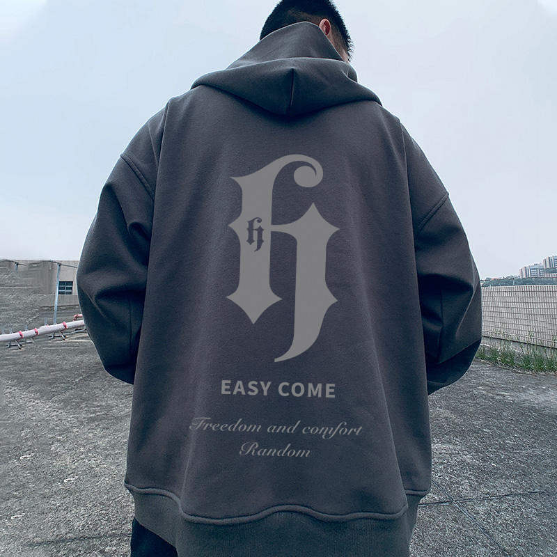 Suéter masculino com zíper e letras grandes e capuz, casaco grande plus size primavera e outono 8XL_voghion.com