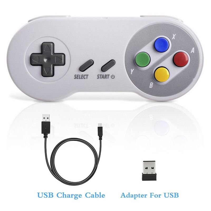 1/2 Stk 2.4 GHz Wireless SNES Controller Rechargeable Gamepad Mit USB Receiver_voghion.com