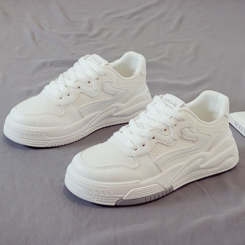 Nuova moda color block per sport e tempo libero per l'autunno 2025, lacci bianchi, stile college, scarpe da donna taglie forti_voghion.com