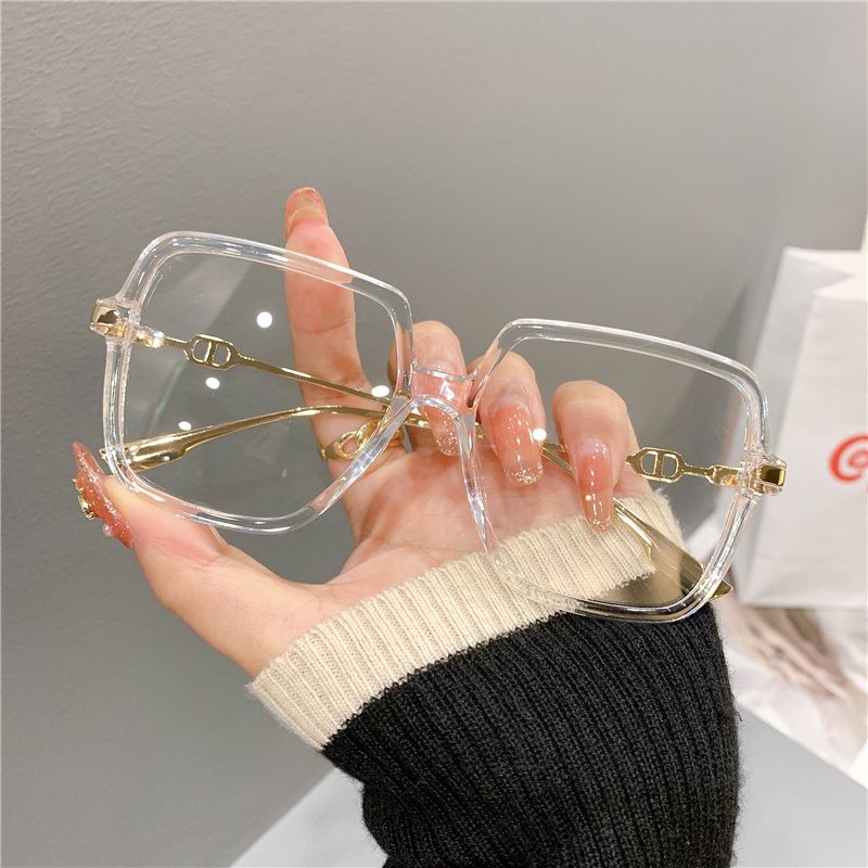 Fashion Fashion Oversized Square Eyewear Retro Women's Anti-blue Light Bloking Metal Frame Gla Trend Optical Computer_voghion.com