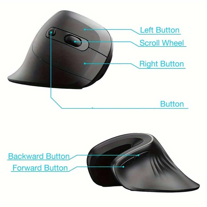 2.4G ergonomikus vezeték nélküli egér, függőleges gamer egér laptophoz/PC-hez/Windows számítógépes egerekhez_voghion.com