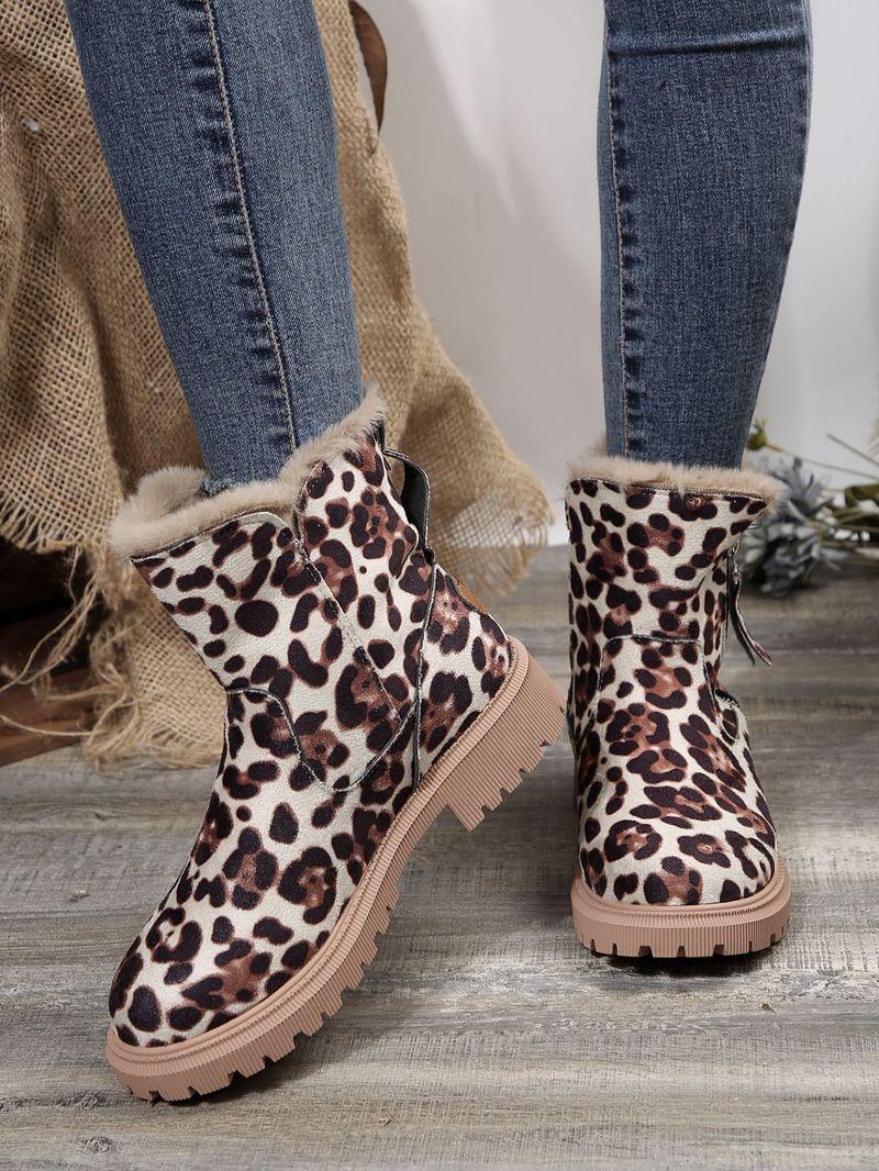Women's High-Top Winter Snow Boots With Side Zipper & Faux Fur Lining, Warm Slip-Resistant Casual Boots For Cold Weather Short Boots_voghion.com